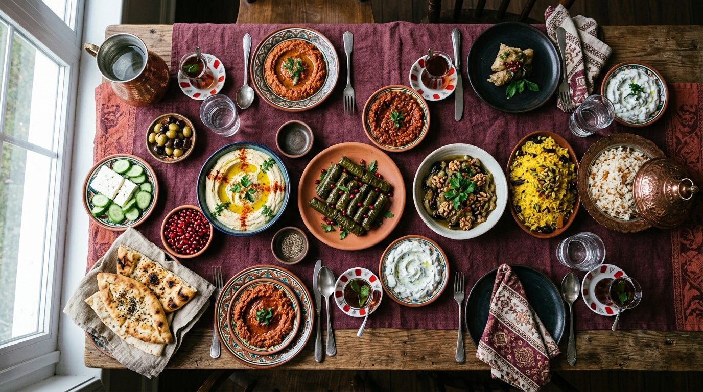 Traditional Turkish table spread